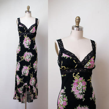 1990s Betsey Johnson Dress / 90s Bias Cut Floral Print Slip | Female ...