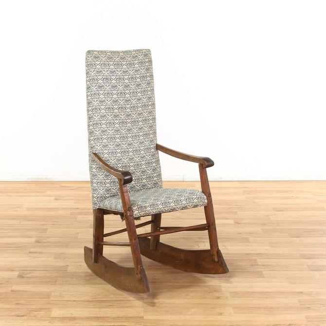 Primitive Brown White Upholstered Rocking Chair From Loveseat