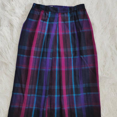 CHRISTIAN DIOR Vintage Skirt // 80s Pencil Skirt // Plaid Tartan 