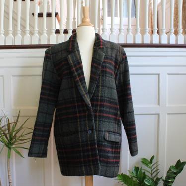 Vintage Woolrich Long Plaid Wool & Mohair Boyfriend Blazer Coat Women's Size Small / 6 