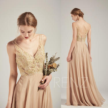 Champagne chiffon 2025 sleeveless dress