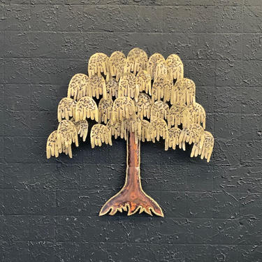 1970s Torch Cut Metal Tree Art