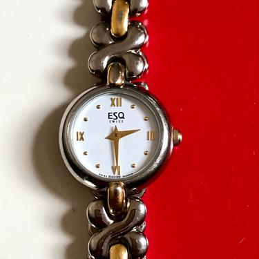 ESQ Movado Ladies Watch Two Tone Steel Swiss Quartz Gold Silver Tone With Box 