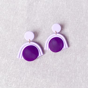 The JOSEPHINE in Lilac | Polymer Clay Statement Earrings, Modern Minimalist, Avant Garde Art Deco, Hypoallergenic Sensitive Ears, 