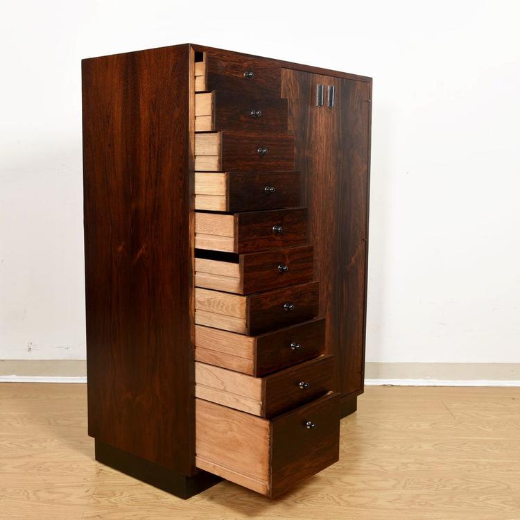 American Modernist Rosewood Tall Dresser \/ Gent&#8217;s Chest by Probber