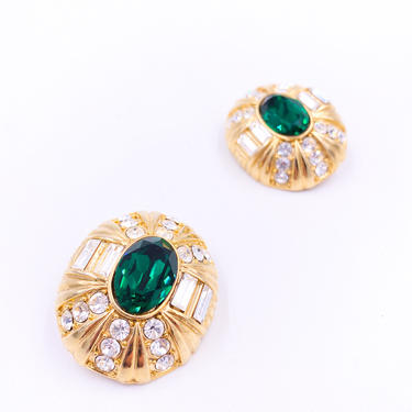 Emerald and Gold Clip-on Earrings 