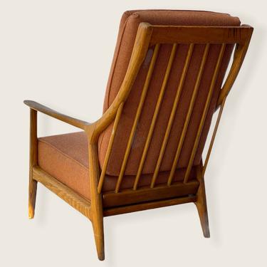 Free Shipping Within US - Vintage Mid Century Modern Oak Sofa Lounge Chair by Jack Van Der Molen 