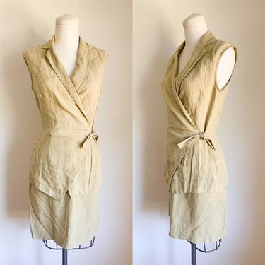Vintage 1990s Linen Blend Two Piece Dress set / S 