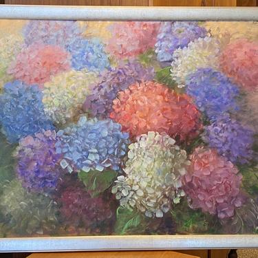 Item #MB20 Vintage “Hydrangea’s” Oil Painting by Sylvia Tyler 20th c.