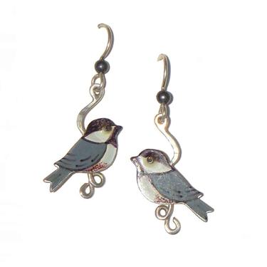 Vintage Chickadee Bird Earrings 