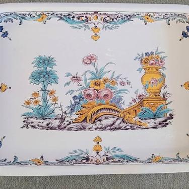 Monumental Swedish Rorstrand Antique Dated 1913 Hand Painted Porcelain Decorative Tray, Signed 