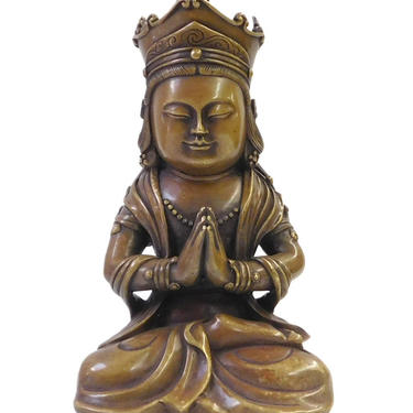 Chinese Fine Bronze Metal Sitting Kwan Yin Buddha Statue cs1606E 