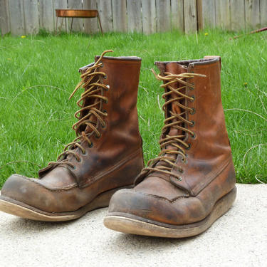 Vintage Red Wing 877 Moc Toe Leather Boots - Steve McQueen - Daryl Dixon - Motorcycle Boots - Work Boots 