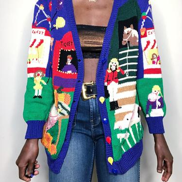 Vintage 90s Berek Martha D Cotton Hand Knit Novelty Sweater