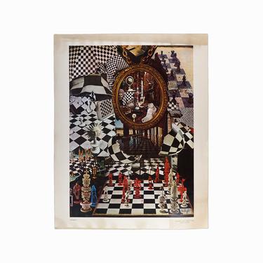 1972 Sibyl Studio &amp;quot;Checkmate&amp;quot; Print on Paper Mid Century Modern 