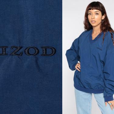 Izod Jacket 90s Windbreaker Jacket Blue Pullover Warm Up Nylon Shell Sportswear Blue Athletic 80s Vintage Oversized Men's Extra Large xl 