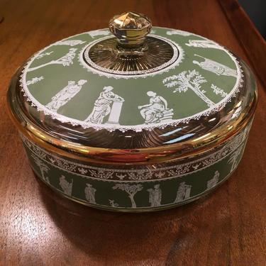 Vintage Mid Century Greek / Roman Candy Dish with Lid