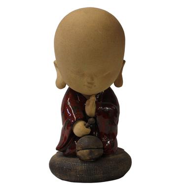 Chinese Oriental Ceramic Cartoon Style Kid Lohon Monk Figure cs3293E 