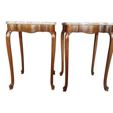END TABLES, Vintage Marble End Tables, Shabby Chic, French Country, Pink, Pair of Tables, Home Decor 