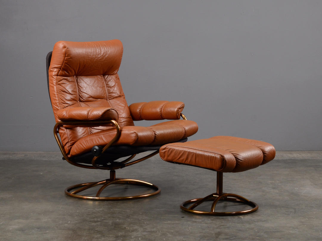 Vintage Leather Recliner Ekornes Stressless Mid Century Madsen Modern