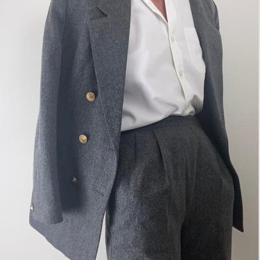 vintage wool high waisted pant suit by Oleg Cassini 