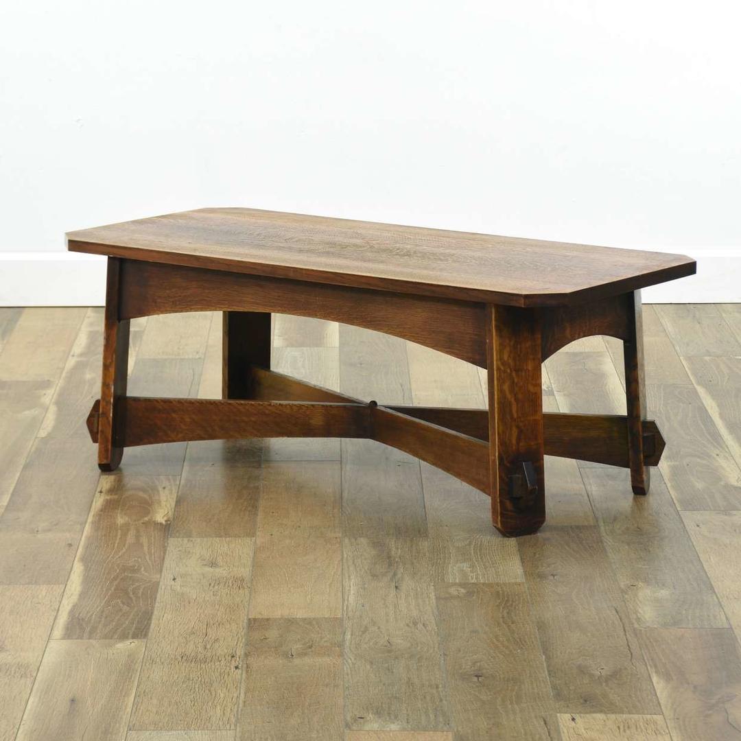 Mission Oak Coffee Table W Stretcher Base Loveseat (San Diego) San
