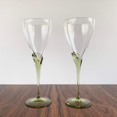 Pair of Vintage Rosenthal Studio Line Papyrus White Wine Glasses - 8 1/4&amp;quot; - by Michael Boehm 