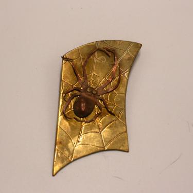 vintage brass and copper spider pin 
