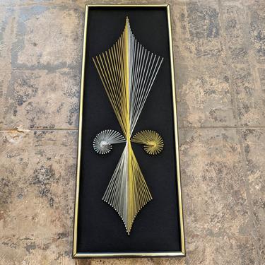 1970s abstract string art in a vertical rectangular frame (MCE-7112)