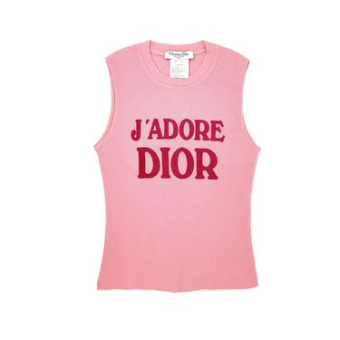 Dior Baby Pink Ribbed Logo Tank Top