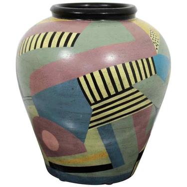 Contemporary Memphis Large Signed Ceramic Art Vase Table Floor Sculpture 1980s 