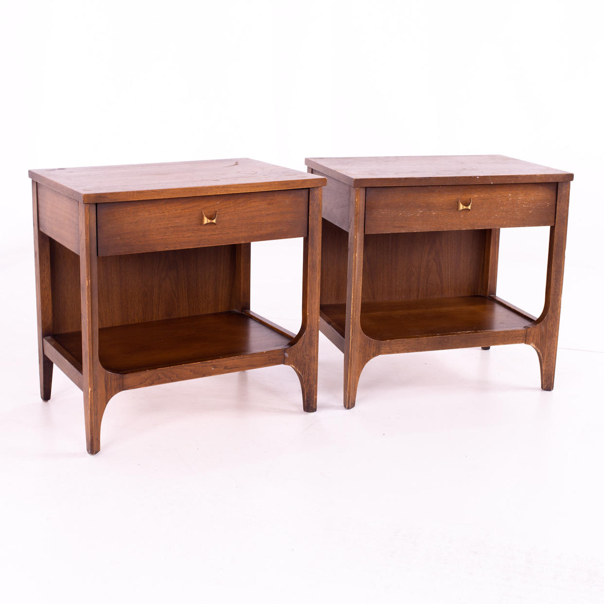 Restored Broyhill Brasilia Mid Century Brutalist Walnut Nightstands ...