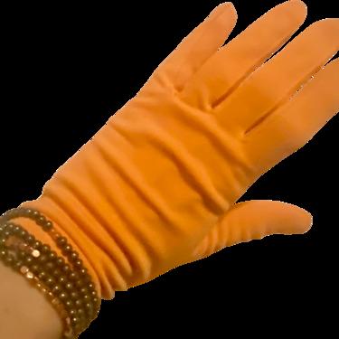 50s/60s Vintage Designer's Women’s Orange Gloves. By Vintage Designer