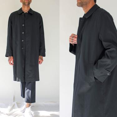Vintage 70s Bill Blass Black Duster Chore Jacket w/ Removable Faux Fur Lining | Mod, Avant Garde, Trench Coat | 1970s Designer Mens Overcoat 