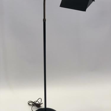 Koch Style Black and Brass Tent Shade Floor Lamp w/ Adjustable Neck | Mid-Century Modern | Vintage Look