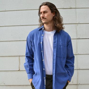 Vintage corduroy shirt / vintage overshirt / vintage blue overshirt / vintage blue corduroy shirt / vintage oversized shirt / blue shirt 