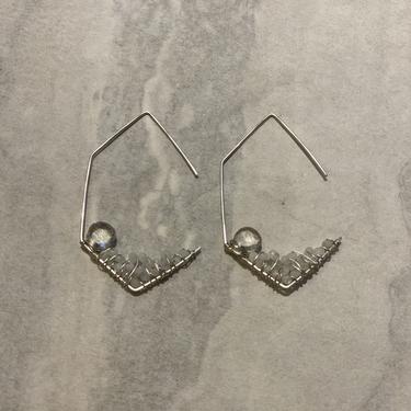 Moonstone Hexagon Silver Threader Earrings