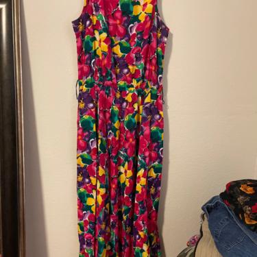 3) vintage floral dress magenta rayon floral 1980s 90s 80s midi maxi highwaisted 