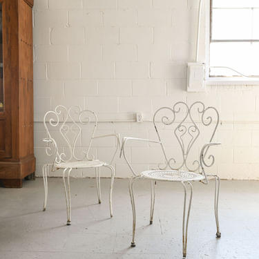 vintage french cast iron garden chairs, set of 2