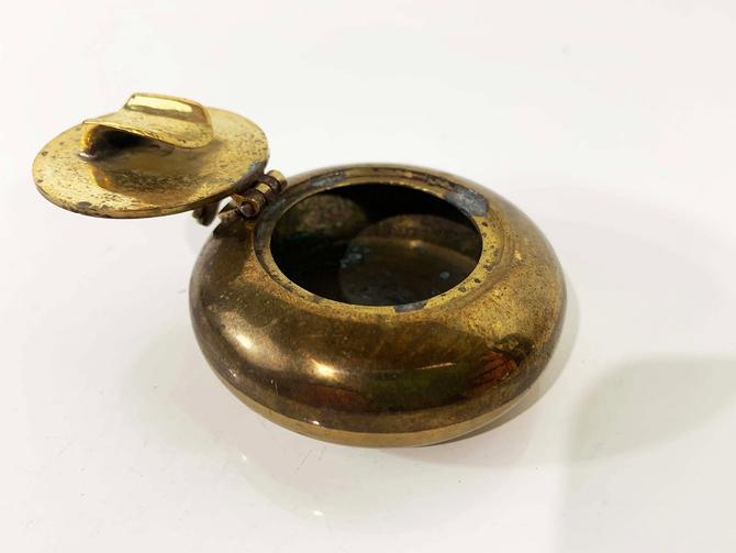 True Vintage Brass Ashtray Mini Pocket Ashtrays Holder Bowl Gold