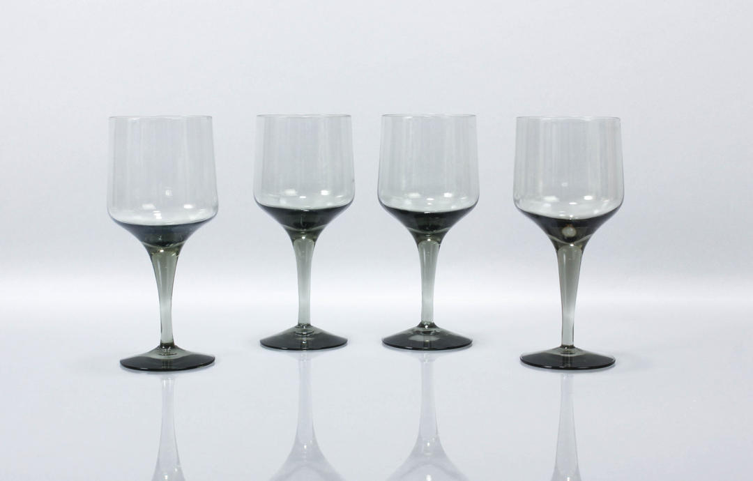 4 Orrefors Rhapsody 5 5/8" Claret Wine Glasses in Smoke Swedish The