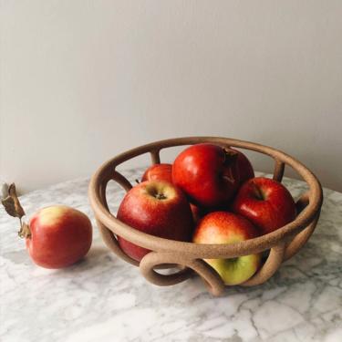Handmade Ceramic Basket / Large Fruit Bowl, Speckled 
