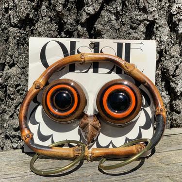 Vintage 1970s Retro MOD Owl Macrame Ceramic Bamboo Metal Rings Ollie Read Craft Kit 
