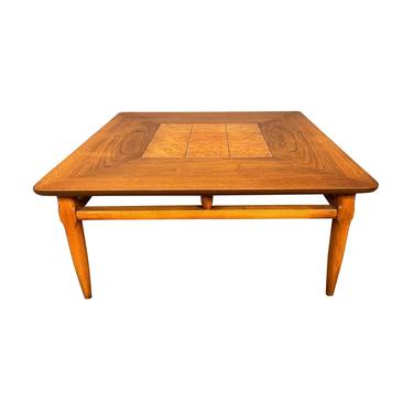Vintage Mid Century Modern Walnut & Burl Wood Side Table by Lane 