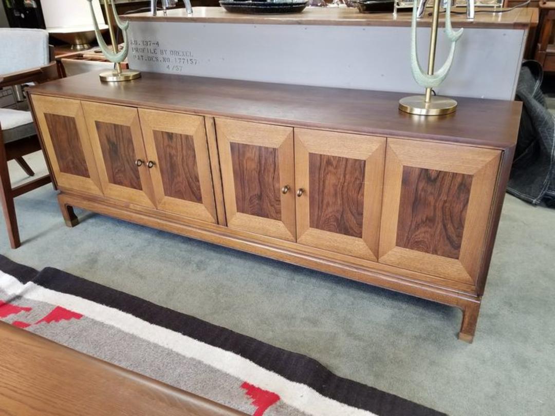 Mid Century Modern Low Profile Credenza With Accordion Doors From