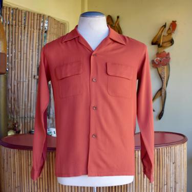 1950s Burnt Orange Gabardine Sport Shirt 