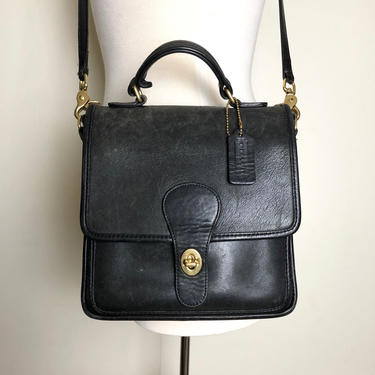 Vintage 90s Coach Station Bag Black Leather Crossbody Purse