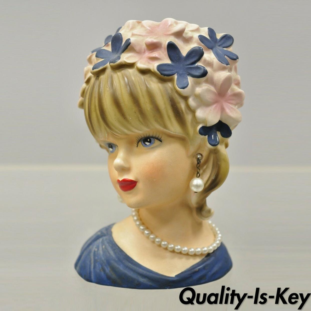 Vintage Relpo Japan Lady Head Vase Planter 6