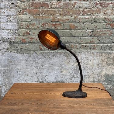 Industrial Art Deco Farber Cast Iron Gooseneck Desk Lamp 