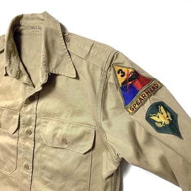 Vintage 40s US Military Khaki Twill Shirt Vtg WWll Army